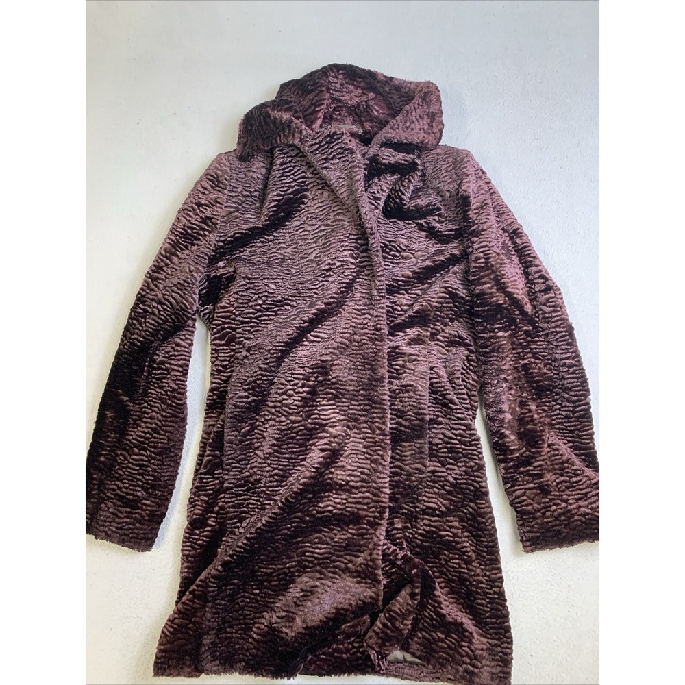 Calvin Klein Coat Women's Small Long Winter Front Pockets Purple Overcoat Jacket